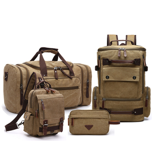 ZUOLUNDUO OEM/ODM Ensemble <span class=keywords><strong>de</strong></span> 4 sacs <span class=keywords><strong>de</strong></span> <span class=keywords><strong>voyage</strong></span> en toile avec logo personnalisé, <span class=keywords><strong>sac</strong></span> à dos vintage pour homme et grand <span class=keywords><strong>sac</strong></span> <span class=keywords><strong>de</strong></span> sport, ensemble cadeau en gros - Product Image 3