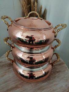 Olla de Cobre Martillado con Tapa y Asa de Latón, Utensilio de Cocina, Cacerola de Cobre India para Servir en la Cocina o el Comedor - Product Image 4