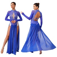 Femmes danse lyrique Maxi robe en mousseline de soie une pièce justaucorps robes danse moderne Dancewear Costume personnalisé grossistes compétition