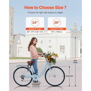 Bicicletta Cruiser Azzurra da 26 Pollici con 7 Velocità e Portapacchi Posteriore di Grande Capacità, Doppia Sospensione, Forcella in Alluminio, Sicura e Robusta - Product Image 3