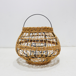 Handmade Woven <b>Rattan</b> <b>Lantern</b> Round Shape Portable Home Decoration Eco-Friendly Artistic Design with Metal Handle - Product Image 1