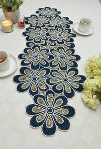 Handmade gold flower beaded <b>Table</b> <b>runner</b>. Matching Placemats also available Pallavi - Product Image 1