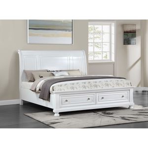Cama Matrimonial Meade G8975A FB Tapizada en Blanco - Product Image 1