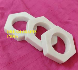 Anneaux de serviette ronds en pierre naturelle blanche de luxe, classiques, durables, faits à la main, 4,5 cm, décoration de table pour anniversaire - Product Image 2