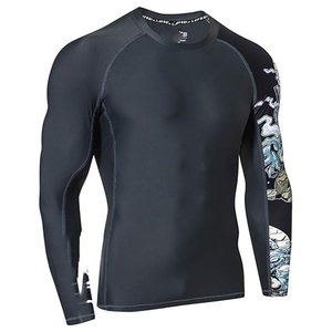 Men Athletic <b>Compression</b> <b>Shirt</b> Long Sleeve Rash Guard Graphic Print UV Protection Custom Branding OEM - Product Image 2