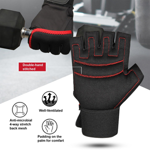 Best Quality Lightweight Half Finger Gym Fitness <b>Gloves</b> with Lace-Up Closure Made of Fabric for <b>Weight</b> Lifting and Workout - Product Image 4