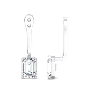 Componentes de pendientes colgantes minimalistas ajustables con diamantes de corte esmeralda en oro rosa de lujo para mujeres, joyería de moda. - Product Image 3