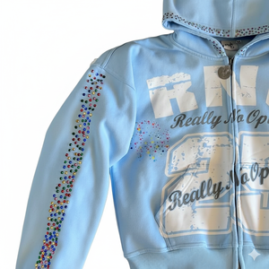 Sweat à capuche graphique personnalisé avec logo sérigraphié, en molleton épais, style streetwear, coupe oversize, avec strass pour homme - Product Image 3