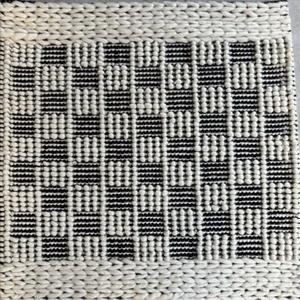 Handloom Wool Black & Ivory Geometric <b>Rug</b> <b>Pebble</b> Texture Eco-Friendly Non-Slip Artisan Woven for Modern Contemporary Interiors - Product Image 4