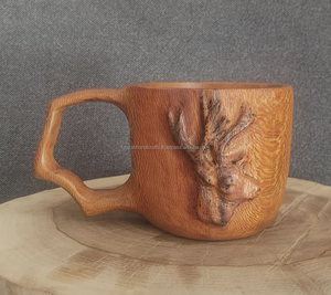 Chopes à bière et à vin en bois écologiques, bois d'acacia naturel avec couvercle en bambou, style américain, retour à l'école - Product Image 4