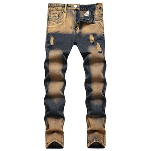 Nouveaux Jeans pour Hommes Décontractés Classiques à Grandes Trous Coupe Droite en Denim Tendance Slim Fit Taille Moyenne pour Toutes les Saisons - Product Image 1