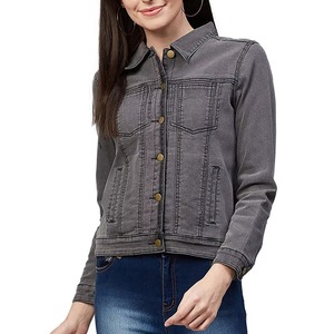 Wholesale Price ASTURBAN WEAR AW-WDJ-15 Vintage Casual Streetwear Denim Jackets Women High Quality Regular Embroidery <b>Button</b> - Product Image 6