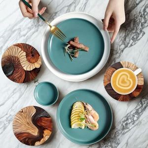 Handmade Durable Wooden Art Deco Round Wood Slice Coaster Table <b>Mat</b> with Wall Mount for Home <b>Bar</b> and Wedding Decor - Product Image 2