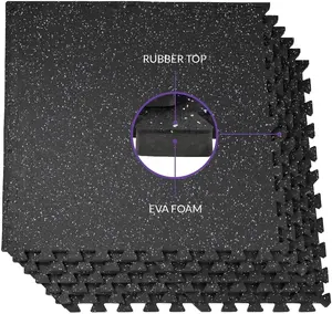 HONLOY 60*60厘米Eva泡沫垫，带橡胶顶健身房地垫运动高密度互锁运动运动垫