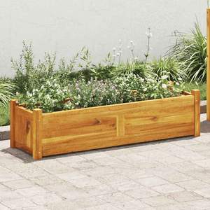 Jardinière surélevée en bois d'acacia brun durable 39,4 x 11,8 x 9,8 po pour pots de fleurs et jardinières - Product Image 1