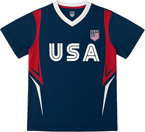 Conjunto de Uniforme de Fútbol Personalizado para Niños - Camiseta de Fútbol Sublimada Personalizada para Hombre, Cuello Redondo, Manga Corta, Estilo Americano - Product Image 5