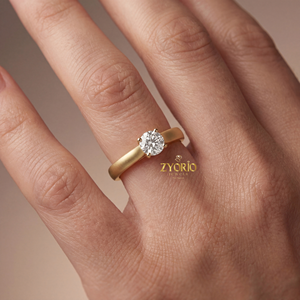 Anillo Solitario de Diamante Amarillo de Lujo, Corte Oro Amarillo, Diamante Cultivado en Laboratorio, Clásico, para Compromiso, Boda, Regalo, Joyería Fina para Mujer - Product Image 4