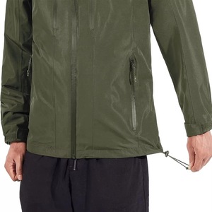 Blouson bomber coupe-vent à capuche pour homme, couleur unie, fermeture éclair, vêtement décontracté pour l'extérieur, automne, coupe régulière, extérieur en polyester - Product Image 3