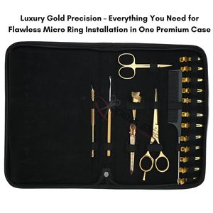 Kit d'outils pour extensions de cheveux dorées avec pince à sertir en acier inoxydable de qualité chirurgicale, ouvre-perles, pince de retrait, ciseaux à clips pour usage en salon - Product Image 5