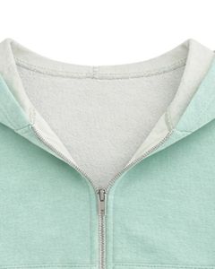Sudadera con capucha corta personalizada para mujer, color verde menta y algodón, con bloques de color, estilo casual y urbano. - Product Image 5