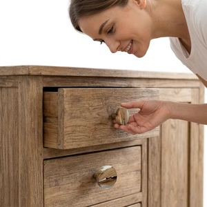Modern Round Resin Wood Brass Drawer Knob for Dresser Cabinet <b>Wardrobe</b> Furniture Handle Durable Design - Product Image 1