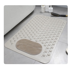 Alfombra de Ducha Moderna Beige de 31.5*19.6 Pulgadas, Lavable a Máquina, de Vinilo, Resistente al Agua y Antideslizante - Product Image 1