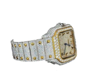 Reloj Mecánico Analógico Redondo de Acero Inoxidable con Diamantes VVS de Lujo para Hombre, Cierre Desplegable, Esfera de 41 mm, Cristal Moissanita, Estilo Antiguo - Product Image 1