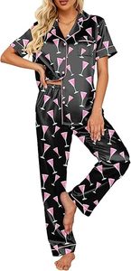 <b>Silk</b> Satin Pajamas <b>Set</b> Women Short Sleeve Sleepwear Soft Button Down Loungewear <b>Pjs</b> <b>Set</b> - Product Image 5