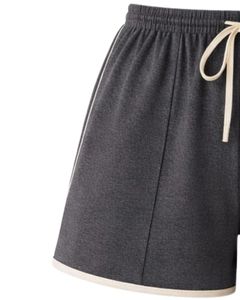 Charcoal Grey Women Camisole And Shorts Set Summer Two Piece Outfit Cotton Blend Crop <b>Top</b> Drawstring Shorts Casual Lounge Set - Product Image 6