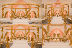 Mandap de Boda de Diseño Ovalado con Estilo Indio en Tendencia, Mandap de Boda Imperial de Madera con Paisley - Product Image 5