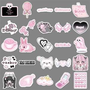 50-Piece Pink Pixel Art Stickers Sickly Cute Creative Cross-Border Design for <b>Suitcase</b> Planner & Water Cup - Product Image 4