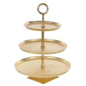 Elegant Decorative 3 <b>Tier</b> Gold Aluminum <b>Cake</b> Stand Premium Round Metal Cupcake Holder Eco-Friendly For Home Decoration On Sale - Product Image 1