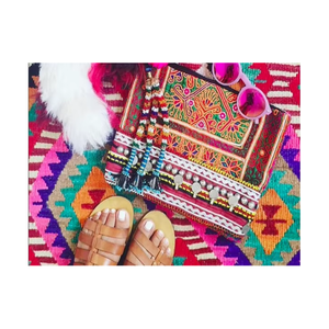 Bolso Clutch Bohemio con Bordado Tribal Afgano en Tela Vintage Hermosa, Superventas - Product Image 5