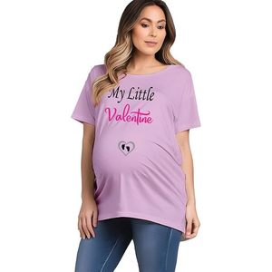 T-shirt de maternité My Little Valentine pour femme, coupe ample, en coton bleu, manches courtes, col rond, haut décontracté, printemps-été - Product Image 2