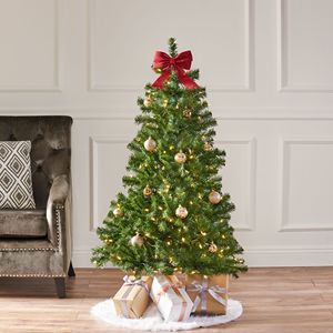 4.5 ft <b>Hinged</b> Christmas Tree with 200 Clear <b>Lights</b> Elegant Holiday Decoration - Product Image 1