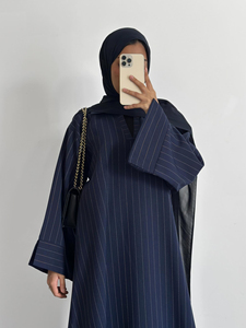 Abaya Moderna con Rayas para Ramadán y Eid, Abaya Cerrada Estilo Dubái, Vestido Musulmán para Mujer, Ropa Islámica, Moda para Uso Diario, Abaya Femenina - Product Image 6