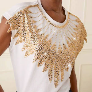 Stylish Ethnic Seed Bead Embroidery <b>Top</b> with Unique Design Handcrafted Asian Zen Baptism Gift for Summer - Product Image 1