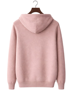 Sudadera con Capucha de Punto Rosa Claro Personalizada para Hombre, con Tres Botones, Mezcla de Algodón Suave, Cálida, Informal, para Invierno, Estilo Urbano, Personalizada OEM - Product Image 5