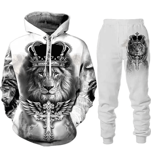Conjunto Deportivo de Invierno para Hombre, Personalizado con Sublimación, Sudadera con Capucha y Pantalones de Poliéster, Ropa Urbana de Dos Piezas - Product Image 3