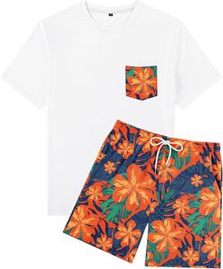 Conjuntos de Verano Hawaianos de 2 Piezas para Hombre, Camisa de Manga Corta y Pantalones Cortos con Estampado Floral, Ropa de Playa para Vacaciones - Product Image 4