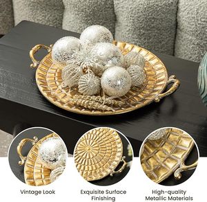 Plateau décoratif moderne en métal fait main, plateau de service de luxe, centre de table, décoration intérieure, restaurant, hôtel, mariage, multi-pièces - Product Image 3