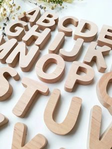 Letras del alfabeto de madera hechas a mano para proyectos de manualidades, tablero con nombre para habitación infantil, adorno decorativo - Product Image 2