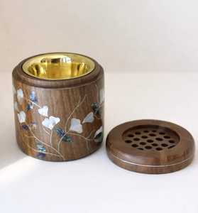 Decorative Wooden Metal Mabkhara Bakhoor Burner Handmade <b>Incense</b> <b>Holder</b> with Perforated Cover for Traditional Fragrance and Home - Product Image 3