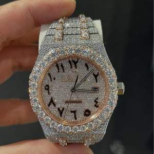 Montre de luxe en acier inoxydable, mouvement automatique, cristal saphir, moissanite VVS1, style hip-hop, pour homme, boîte, résistance à l'eau 10 bars - Product Image 1