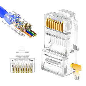 <span class=keywords><strong>Cat6</strong></span>アーチ型RJ45コネクタプラグシールドなしネットワークモジュラー8P4CプラグCat5 Cat5E <span class=keywords><strong>UTP</strong></span>金メッキニッケルコネクタ - Product Image 1