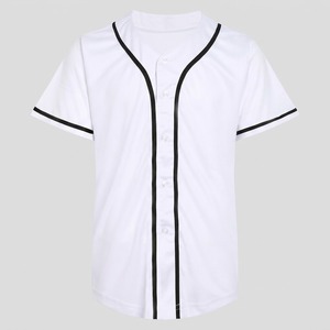 Maillot de baseball unisexe col en V manches courtes boutonné devant écologique antibactérien respirant séchage rapide polyester/coton uni - Product Image 2