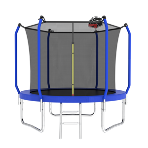 8FT ASTM Approved Outdoor <b>Trampoline</b> with Basketball Hoop Reinforced Type and <b>Enclosure</b> Net Fun Jumping Toy - Product Image 1