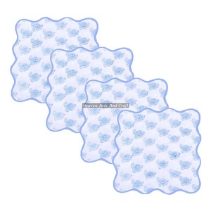 Serviettes à Volants 100% Coton Multicolores Imprimées à la Main de Jaipur, Personnalisables, Carrées, Broderie à Volants, Assortiment Indien - Product Image 1