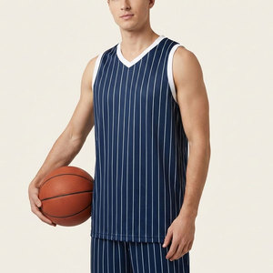 Camiseta de Baloncesto a Rayas para Hombre, Sin Mangas, Cuello en V, Poliéster que Absorbe la Humedad, Uniforme para Todas las Temporadas, Ropa Deportiva para Adultos - Product Image 5