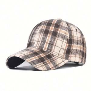 Nouvelle Collection Automne Hiver 2025 – Casquette de Baseball Tendance Classique Britannique en Tweed à Carreaux 24 Couleurs pour Femme – Idéale pour Tenues Décontractées et Extérieures - Product Image 1